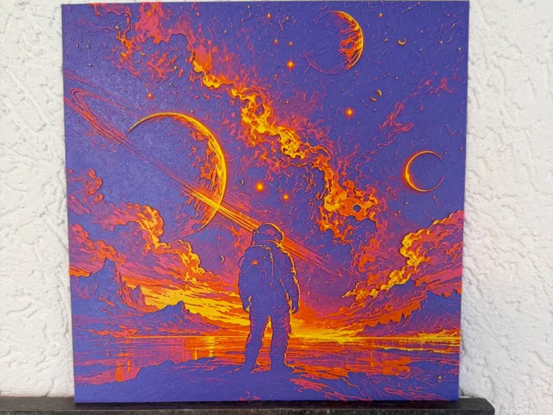 Hue-Forge Der Astronaut mit Blick ins Universum