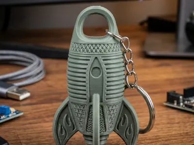 Retro Rocket Keychain Fidget