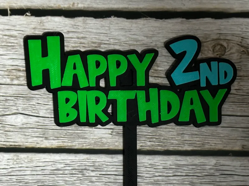 Happy 2nd Birthday Cake Topper