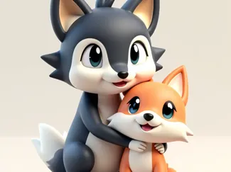 two cute wolfs