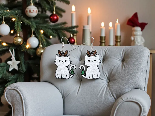 Baby cat reindeer earrings