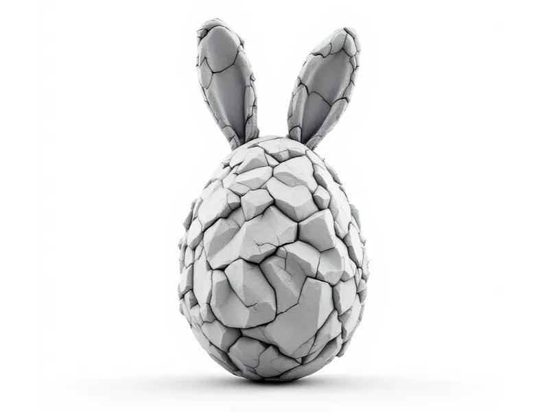 Stone-Carved Easter Egg with Bunny Ears 