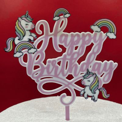 Happy Birthday Unicorns and rainbows topper