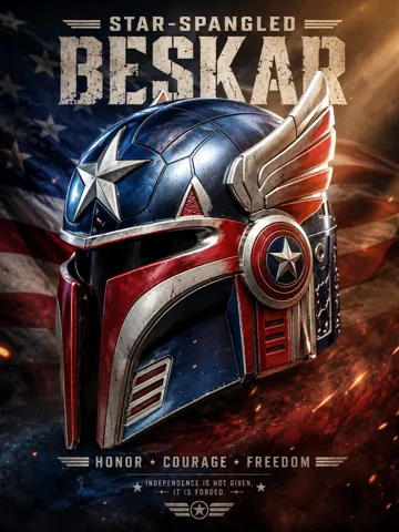 Pieza para disfraz o exhibición: Star-Spangled Beskar Helmet — vista de referencia 2
