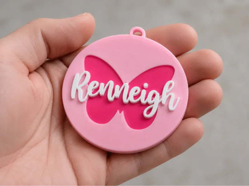 Personalised Recessed Butterfly Keyring Tag Custom