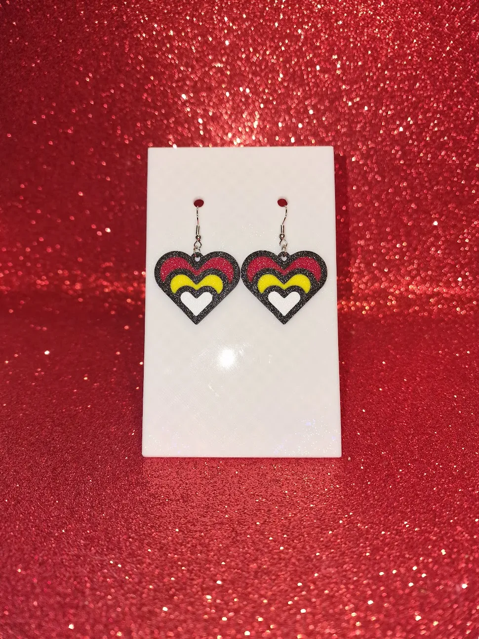 Heart in layers earrings view 2