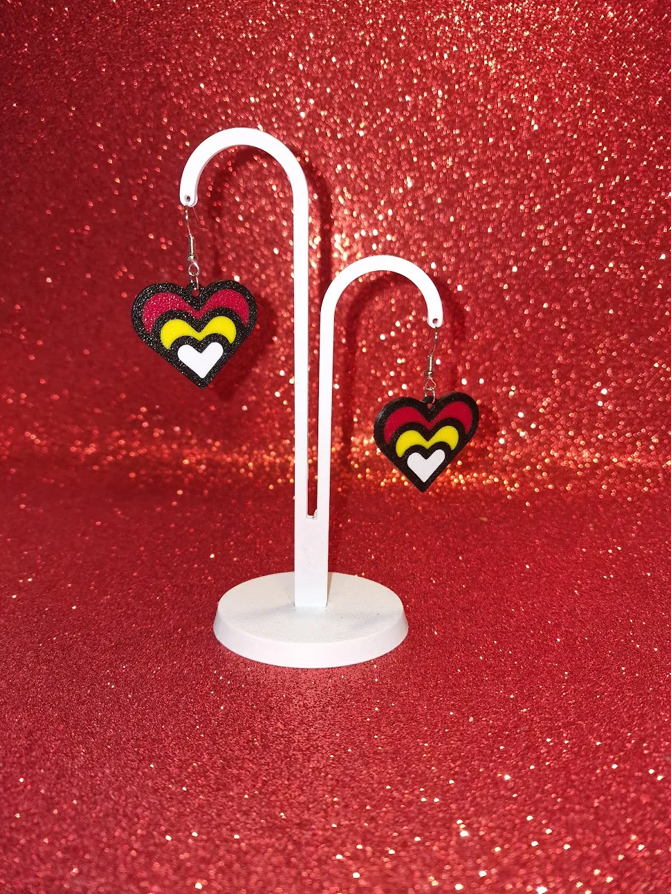 Heart in layers earrings view 3