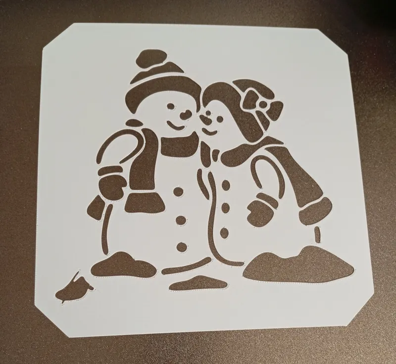 Two Snowmen - Stencil template