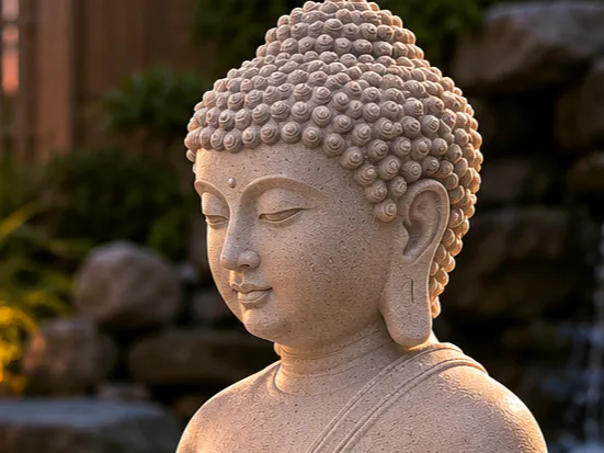 Buddha en méditation au jardin