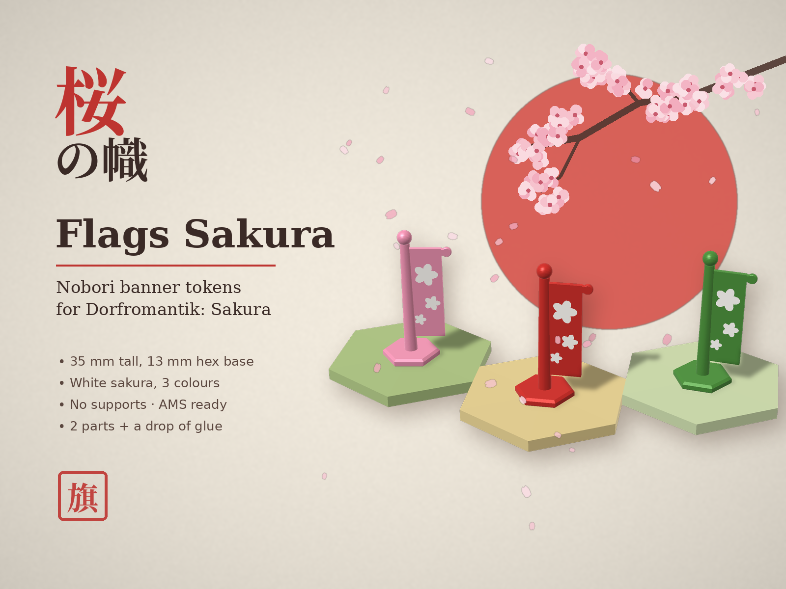 Flags Sakura – Nobori Tokens for Dorfromantik 3D model