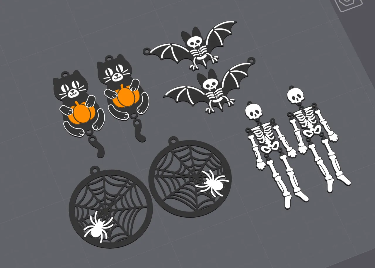 Halloween Earrings, No AMS, Quick Print view 3