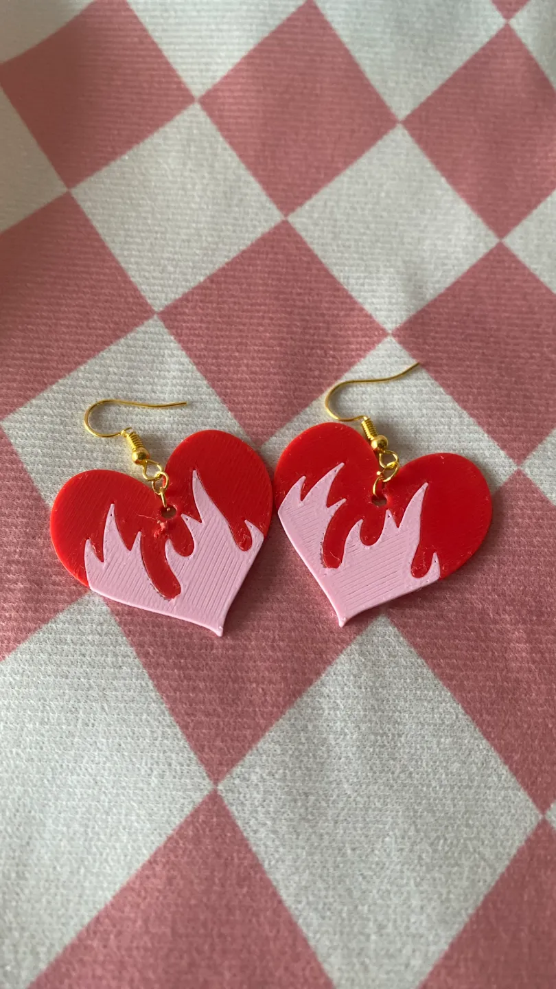 Heart on Fire Earrings view 3