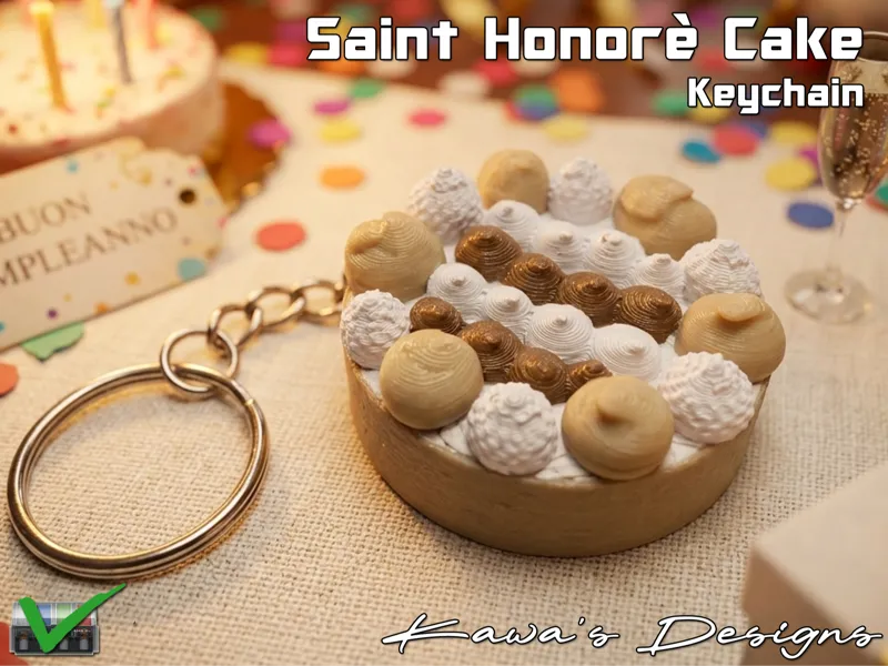 Saint Honorè Cake Keychain