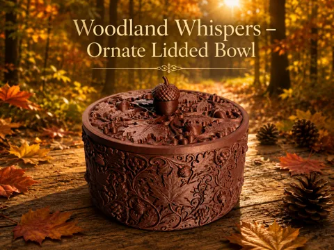 Tapa o cubierta: Woodland Whispers - Ornate Lidded Bowl — referencia de MakerWorld