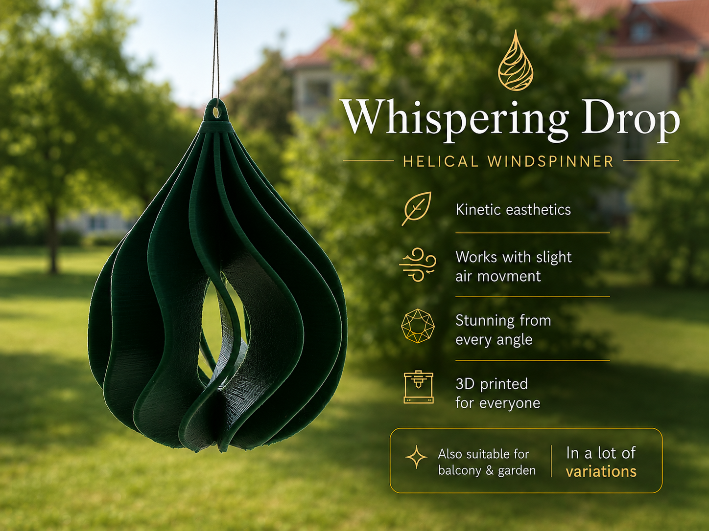 Whispering Drop – Helical Wind Spinner