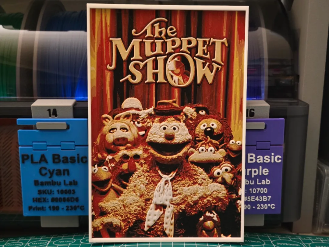 Muppet Designing The Muppet Show Poster - Hueforge Art - Free 3D Print Model - MakerWorld