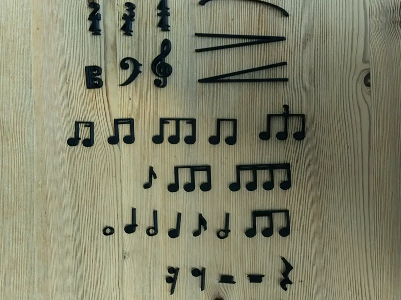 mini musical notes, rhythms and time signatures