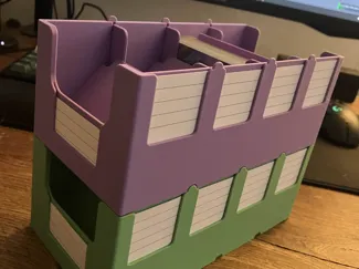 TCG stackable box with space for labels