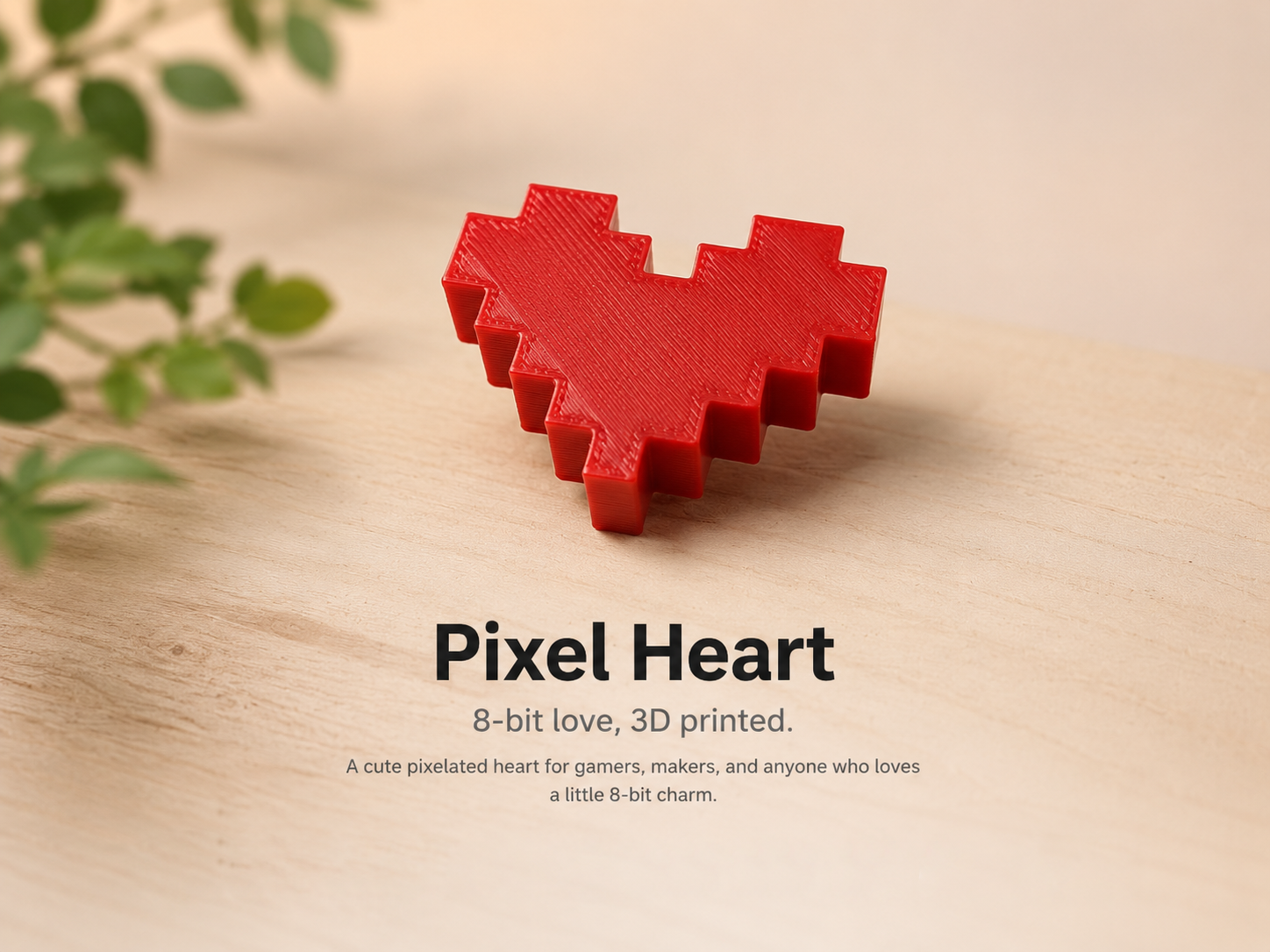 Pixel Heart: 8-Bit Style Decorative Print