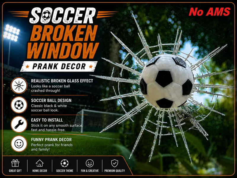 Soccer Broken Window Prank Decor