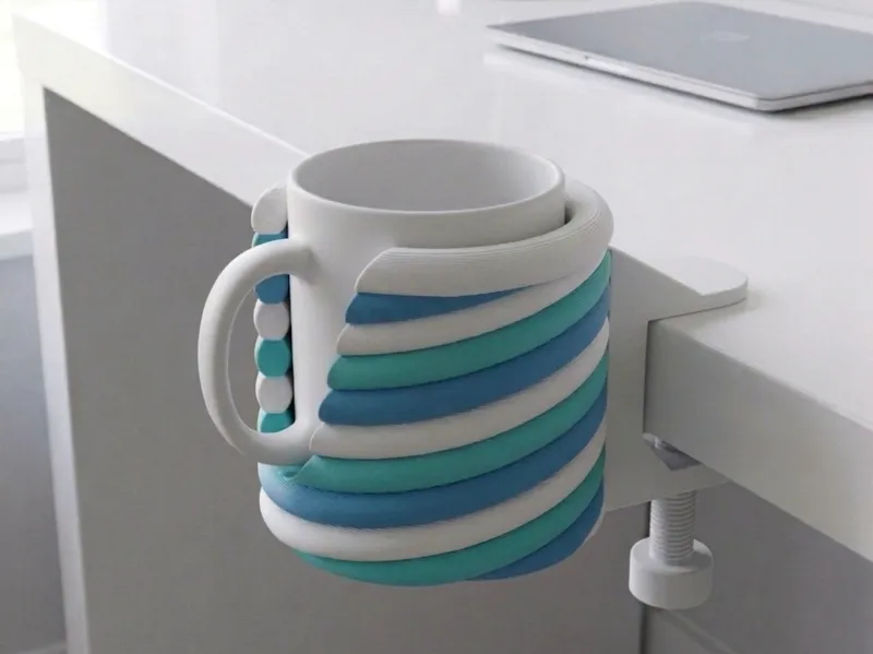 Spiral Mug Holder - Minimalist Desk Clamp