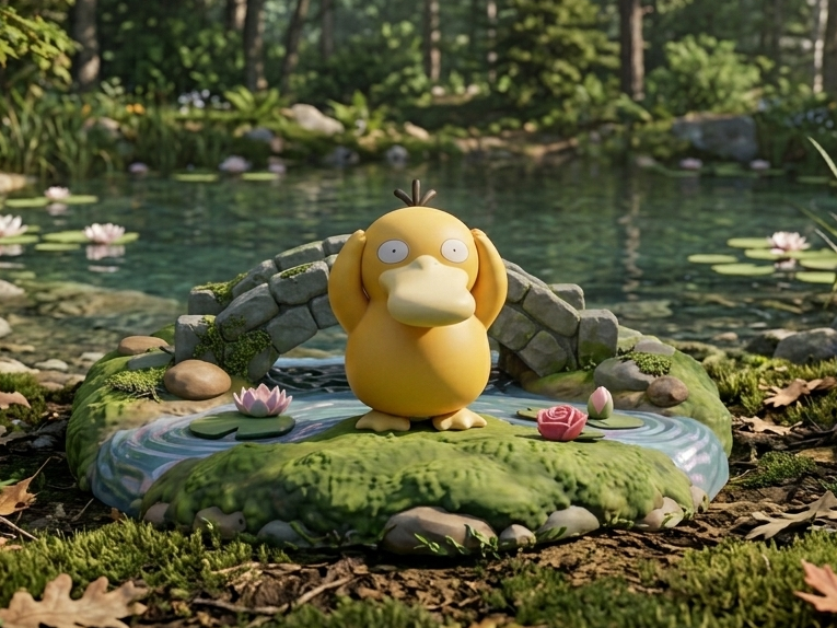 Psyduck Diorama | Grassy Riverside | Miniature