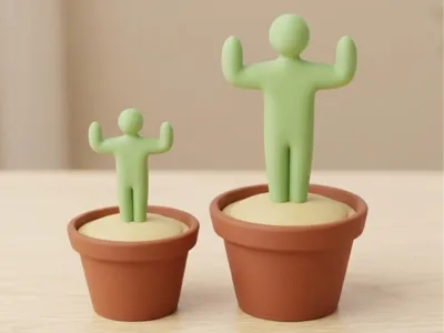 【NO AMS】Meccha Chameleon Interactive Cactus Planter (Hidden Storage)
