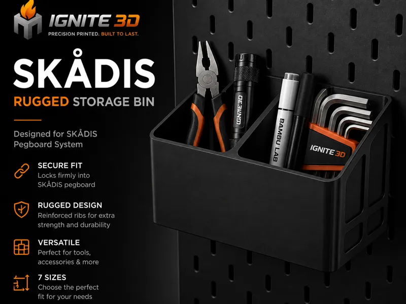 Skådis Rugged Storage Bins & Tool Holders 7 Sizes