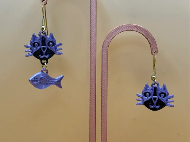 Cat (and optional fish) earrings