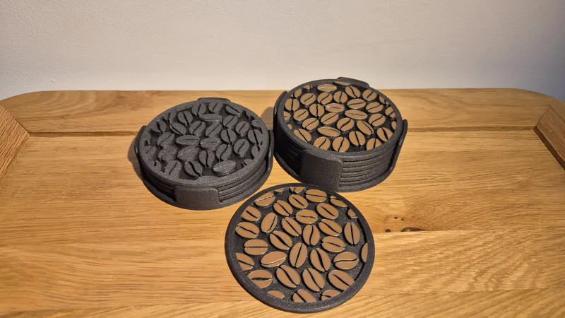 Coffee Bean Coaster Set with Holder
