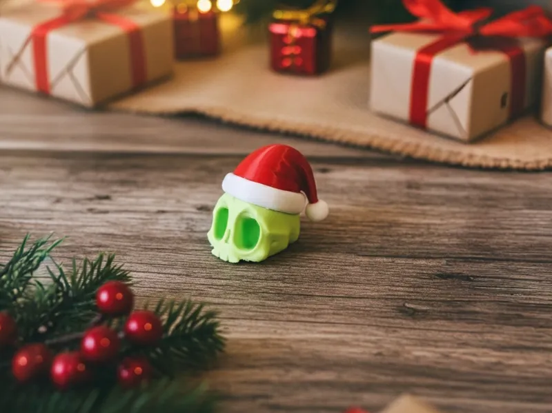 kawaii Grinch-inspirierter Weihnachts-Totenkopf