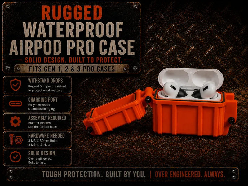 Rugged Waterproof Airpod Pro 1 & 2 Case