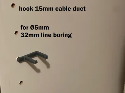 Hook Cable Duct 15mm - 32mm Cabinet Hole Pattern