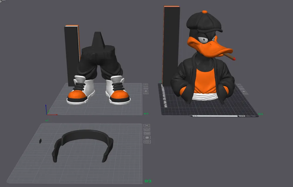 Duck Boss R2d Urban Daffy Duck Street Boss Edition 3-Part Print - Free 3D Print Model ...