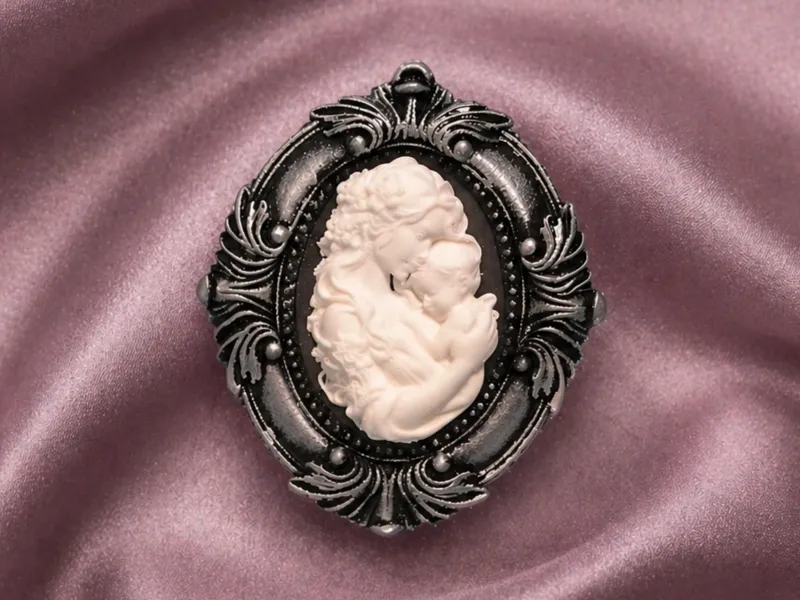 NICE Elegant Mother Child Relief Cameo Pendant 3"!