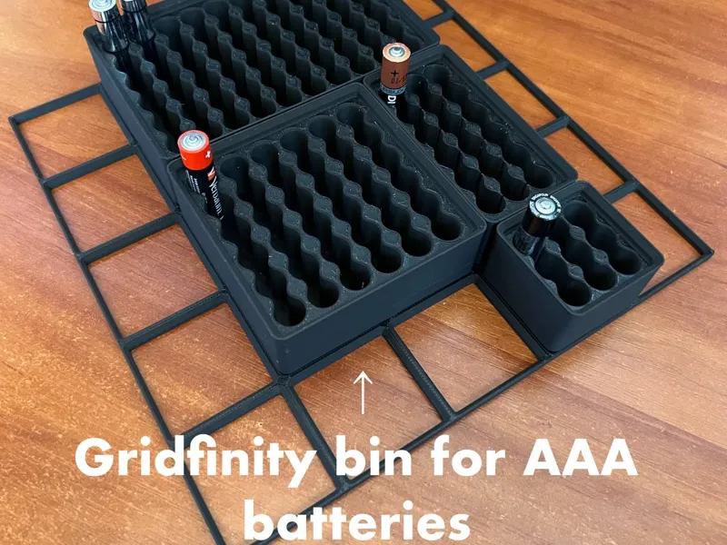 Gridfinity bin/holder for AAA batteries