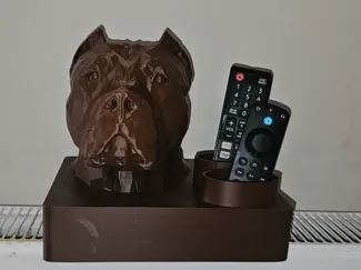 low poly xl bully head bust with tv remote holder