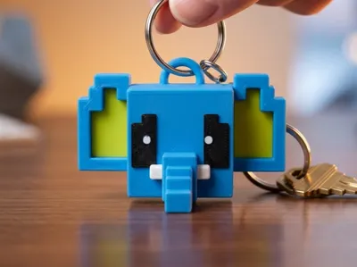 Pixel Elephant key chain