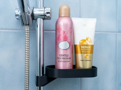 Shower shelf for shower rods (No drilling) 25mm
