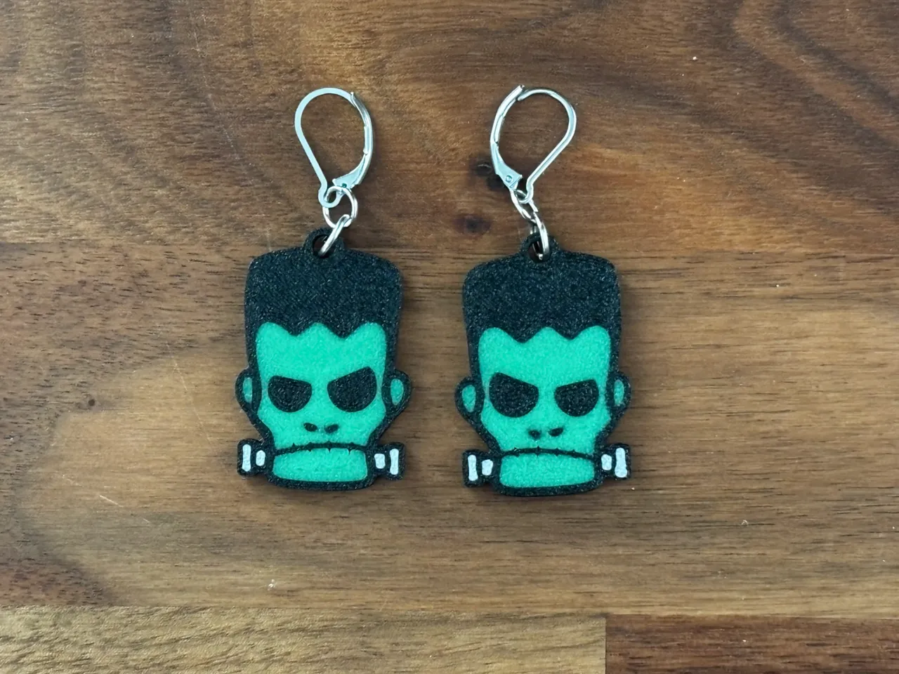 Multicolor Frankenstein Halloween Earrings | 9g view 2