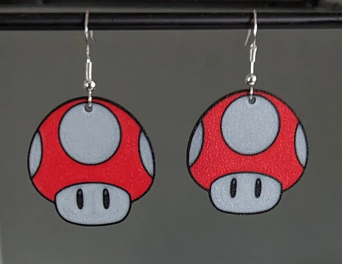 Super Mario Mushroom Earrings view 4