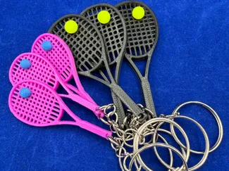 Tennis Racket Ball Keychain