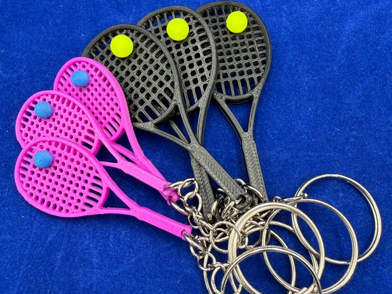 Tennis Racket Ball Keychain
