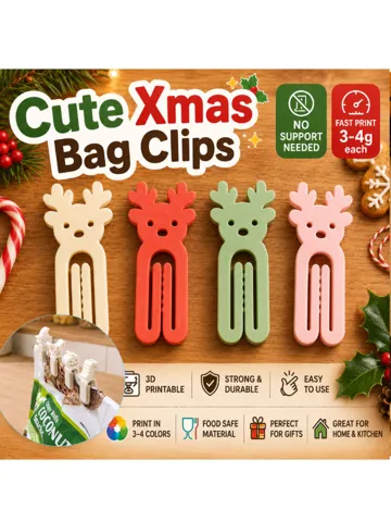 Clip o pieza de sujeción: Xmas Christmas Reindeer Cute Bag Clips Paper Clip — vista de referencia 2