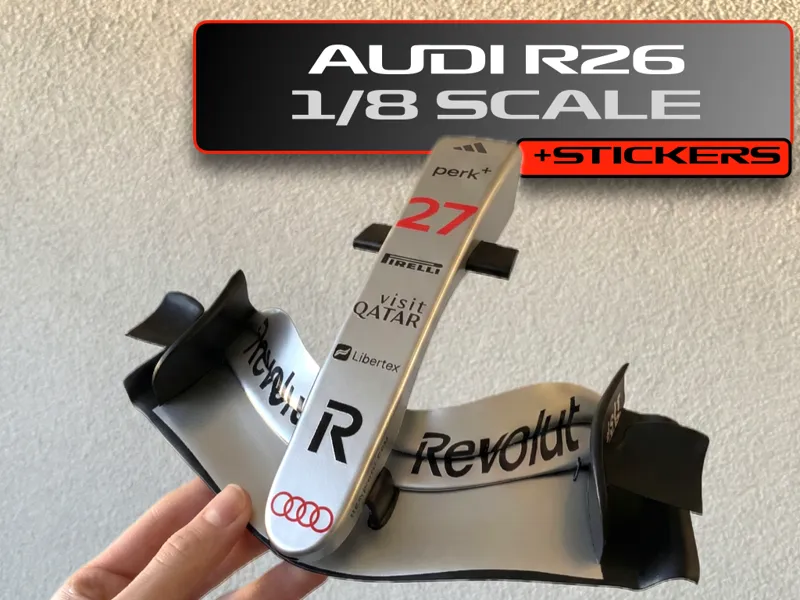 Audi R26 F1 2026 Front Wing 1/8 Scale + stickers