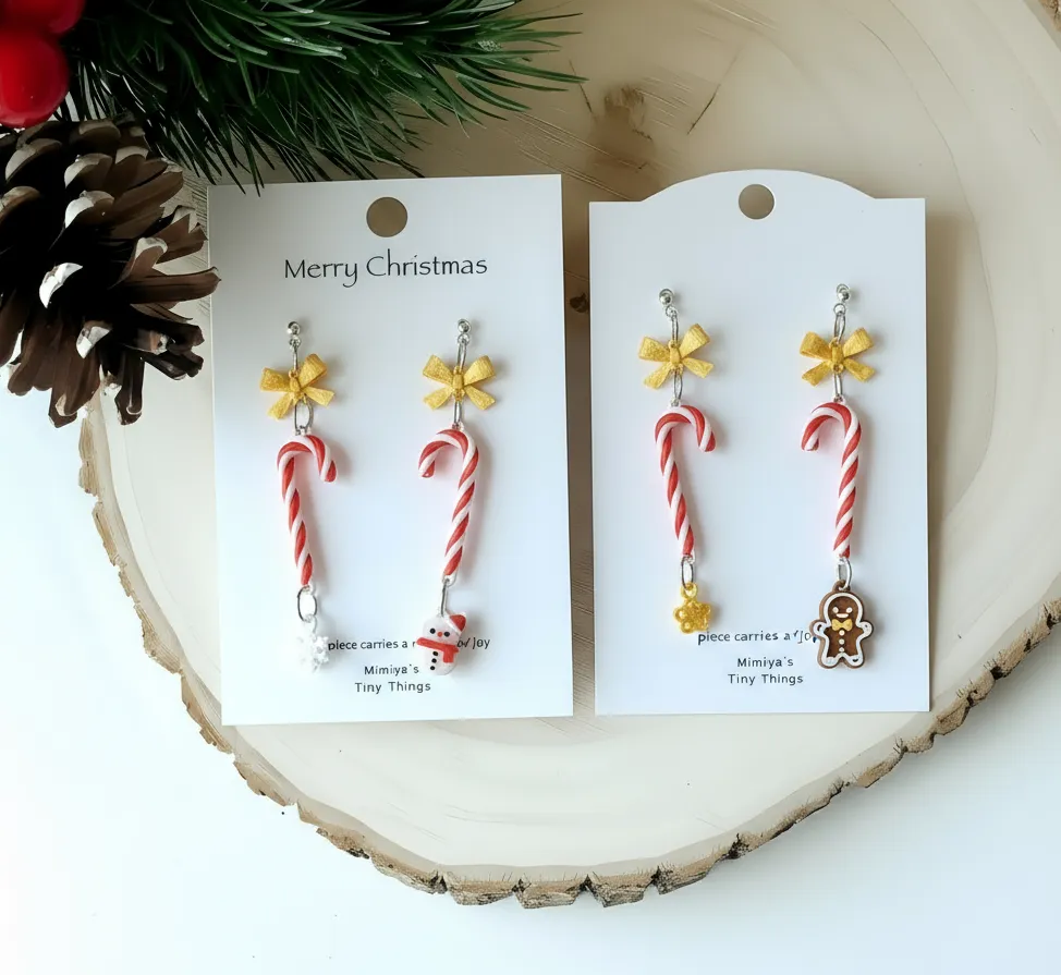 甜心聖誕 Candy Cane Wish heart earring view 3