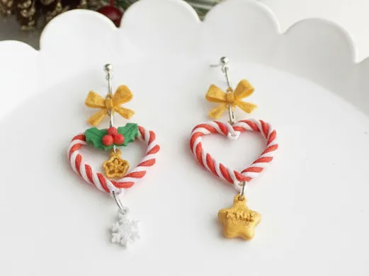 甜心聖誕 Candy Cane Wish heart earring