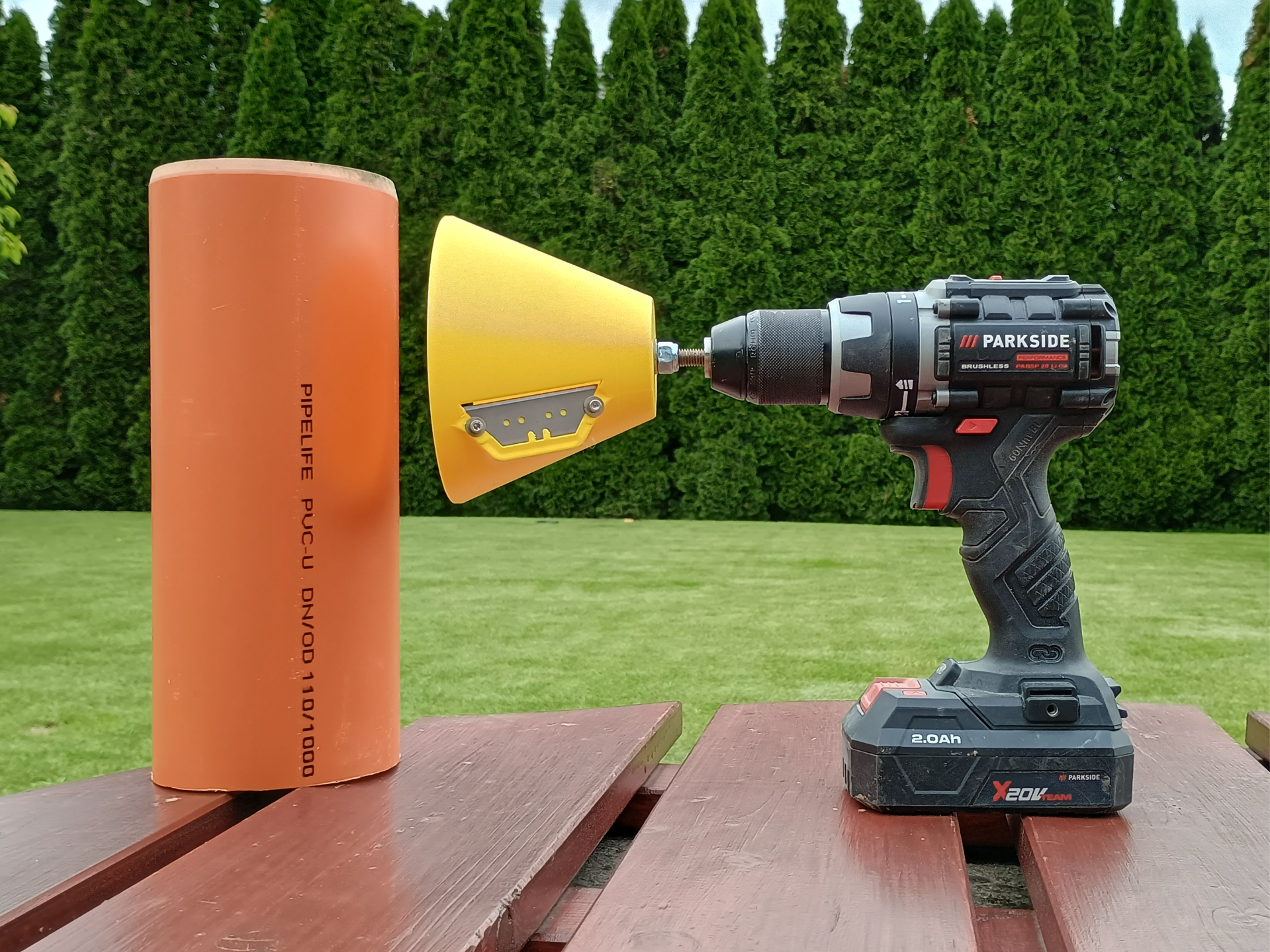 Chamfer cutter for 110mm KG pipe