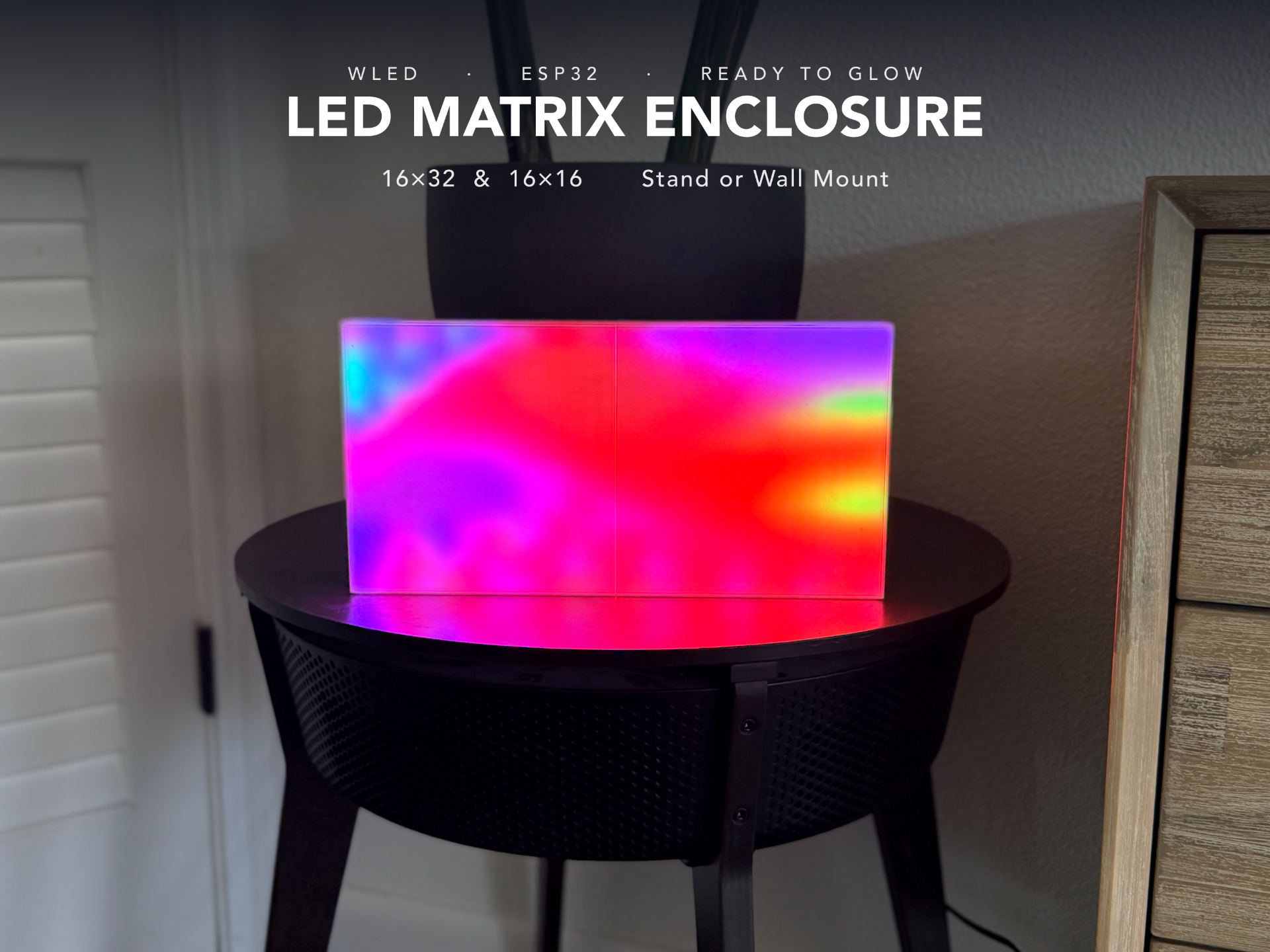 LED Matrix Enclosure 16x32/16x16 - ESP32 + WLED