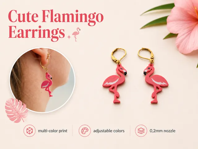 Cute Flamingo Earrings – Multi-Color Print
